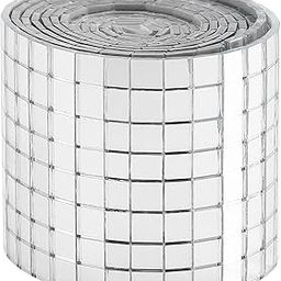 HUEX Self-Adhesive Mosaic Mirror Stickers Art,Real Glass Mirror Mosaic Roll,Mirror Mosaic Tiles,Square Glass Mirrors Decals Mosaic DIY Craft Decoration for Bedroom, Home Décor (Silver, 1)-image-9