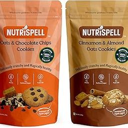 Nutrispell Cinnamon & Almonds Oats Cookies and Oats & Chocolate Chips Cookies, Combo Pack of 2, No Maida, No sugar, No preservatives (150g + 150g = 300g)-image-50