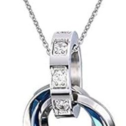 Tri Rings Stainless Steel With Cz Blue Pendant Necklace/chain for Men and Boys | Gifts for Men | Gift for Husband | Pendant for Mens-picture-39