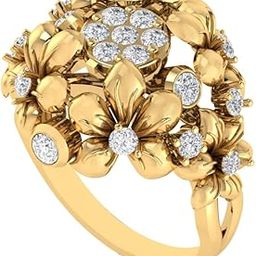 Gold Plated Pure 925 Sterling Silver Floral Ring | Diamond Ring for Women and Girls | Model RSY00369-image-57
