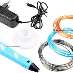 3D Pen with Adapter in 3D Printing Pen with 3 * 1.75MM PLA Filaments | 3D Printing Pen | 3D Pen Set with PLA Filament and Adapter(Blue)-picture-2