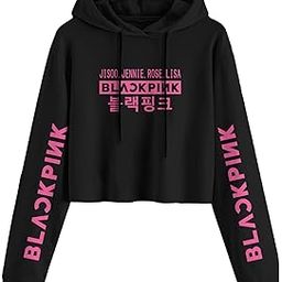 Blackpink Crop Hoodie Lisa Jennie Jisoo ROS� K-pop Long Sleeve Printing Hooded Sweatshirt Pullover Sweater (for Summer and Winter) 11-12.-image-36