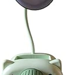 Cute Animal LED Desk Lamp with Pencil Holder, USB Rechargeable, Flexible Gooseneck, Green and Pink (Random Colour) (Camera)-25
