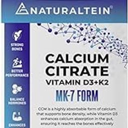 NATURALTEIN Calcium Citrate with Vitamin D3 & K2 (MK7) 60 Tablets | High-Absorption Calcium Supplement for Bone Health | No Additives | Vegan & Gluten-Free-16