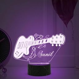 Gift Me Bazar 3D Illusion Personalized Guitar Night Lamp with 7 Color Changing Light & USB Powered | Birthday Gift for Singer & Music Lover | Customized with Name | Gift for Friends-image-92