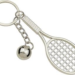 Tennis Racket | Racquet with Ball Sports (KC-1) Silver Metal Keychain for Car Bike Men Keyring-image-88