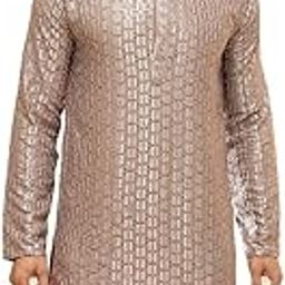 (Since 1958 Men's Jacquard Silk Woven Motifs Long Kurta-image-70