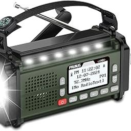 PRUNUS J-924 10000mAh Hand Crank Radio Solar, Battery Powered and USB Charging Emergency Radio, AM/FM/SW, Torch& Reading Light, SOS Alarm, Power Bank, Compass for Camping（Green）-24
