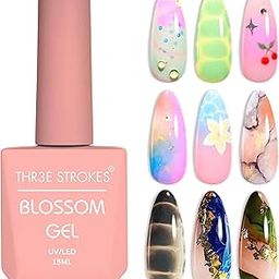 THR3E STROKES Nail Blooming Gel 15ml Clear Uv Led Blossom Gel Polish for Spreading Effect Marble Natural Stone Watercolor Floral Print Soak off Nail Gel Diy Nail Art Design Gift for Women-13