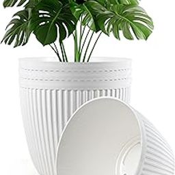 YK PLASTICS Flower Pots for Gardening/Planters for Home/Garden Decoration - Pack of 4, (9In Dia) - for Balcony and Living Room - White-image-48