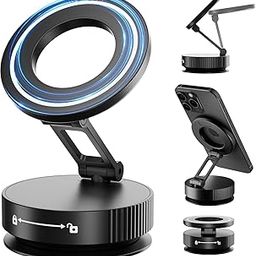 ADOFYS Vacuum Magnetic Phone Holder for MagSafe,Foldable Metal Suction Cup Mount,360° Rotatable Phone Mount for All Smartphones & All Car Models-Black-14