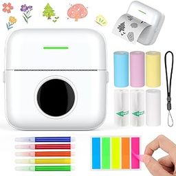 HUIJUTCHEN Mini Printer, Portable Photo Printer, Bluetooth Thermal Printer, Includes Pocket Printer, Sticker, Printer for iOS and Android with 10 Rolls of Thermal Paper for Photos, Notes, Memos (X5-31