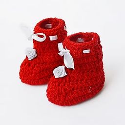 Cute Baby Booties Shoes for Born Baby - Red-image-2