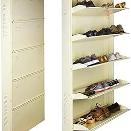 Laxmi KAPAT 5 Door Metal Shoe Rack Wall Mounted for Home with Central Locking, Can Hold Upto 25 Shoes Pair, 3 Year Warranty (67 x 28 x 6 Inch, Ivory)-14