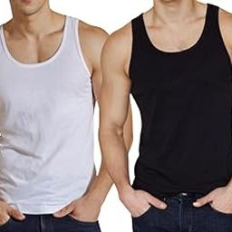 CoreFit Men's Solid Cotton Tank Tops Sleeveless Round Neck Vest for Gym, Running & Casual Wear Combo Pack of 2-image-40