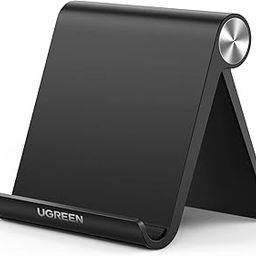 UGREEN Cell Phone Stand for Desk Phone Holder Foldable Portable Adjustable Compatible with iPhone 15 14 13 Pro Max, iPhone 12 11 Plus SE XS XR 8 7, Office Desk Travel Accessories, Black-picture-2