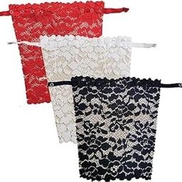 3Pcs Lady Lace Clip-on Mock Camisole. Buy 1 Get Bra Insert Overlay Modesty Panel Vest Deep Neck Cleavage Cover (Lace Black White red)-picture-5