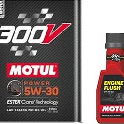 Motul 300V Power Racing 5W30 100% synthetic ester core hign performance engine oil 2L and Engine Flush (250ml) Combo-16