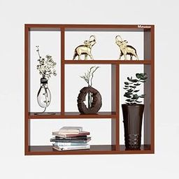 Mahaakaay Royal Display Engineered Wood Home Decor Showpiece Bookcase Wall Mounted Storage Open Book Shelf Color Classic Walnut-23