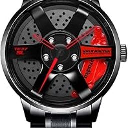 Stainless Steel Men's Watch – Waterproof Sports Wristwatch with Japanese Quartz, Bold Car Wheel Face, Stylish & Rugged Timepiece-51