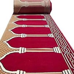 JANAMAZ Prayer Carpet 4x30 Feet Modern Soft Thick Washable Prayer Mat Red Colour-image-45