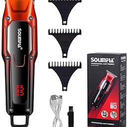 SOLIMPIA HT-6096 Digital Display 0mm Professional Cordless Hair Clippers Rechargeable Wireless Hair Grooming Set Beard Trimming Beard Styling Rechargeable Li-ion Battery 500mAh 60 min Runtime, Red-image-37