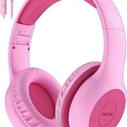 EarFun Kids Headphones Wired with Microphone, 85/94dB Volume Limit Headphones for Kids, Portable Wired Headphones with Shareport, Stereo Sound Foldable Headset for School/Tablet/Kindle Fuscia Pink-image-78