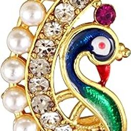 Vivastri's Pearl Beaded Peackock Style Premium Nath For Women & Girls-VIVA1245NTH-PRESS-WHITE-picture-20