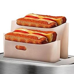 Non Stick Reusable Toaster Bags - 12pcs Sandwich Grilled Cheese Sleeves - Fiberglass Heat Resistant for Food-image-10