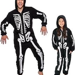 Skeleton Unisex Slim Fit Adult Pajamas - Plush One Piece Cosplay Halloween Costume-image-26