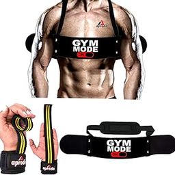 Aprodo Gym Fitness Combo (Arm Blaster with Yellow Weight Lifting Strap) (Gym Mode On & Yellow WLS)-29