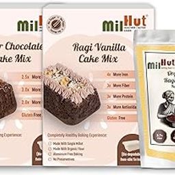 MilHut Jowar Chocolate & Ragi Vanilla Cake Mix Combo – Includes Complimentary 500g Easy-to-Roll Organic Ragi Flour | Naturally Gluten-Free | Healthy & Nutritious Baking-image-84