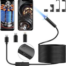 Endoscope Camera with Light,IP67 Waterproof Inspection Camera for iOS and Android,1920P HD Borescope Tools with 8 Adjustable LED Lights,Semi-Rigid Cable Snake Camera-19