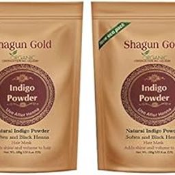 Shagun Gold Indigo Powder for black Hair (100 gram) Ziper Pouch Pack of - 2-48