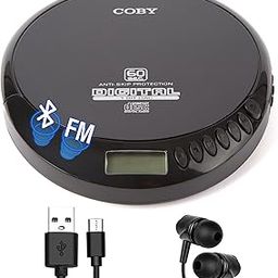 Coby Bluetooth CD Player, FM, AUX, MP3, Anti-Skip Lightweight Portable CD Player w/Headphones, 6-HR Playtime for Home, Car, Travel, Rechargeable-14