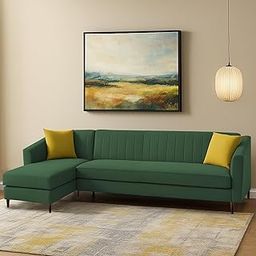 Casaliving Neyami LHS 6 Seater L Shape Sofa Set for Living Room (Green) Premium Fabric Sofa Set-image-86