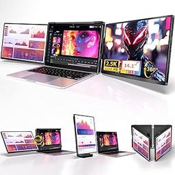 Fzaqwen Triple Screen Laptop Monitor Extender - 2.5K QHD IPS Triple Portable Monitor for Laptop 13.3-17 Inch, Plug Play and Compatible with MacOS/Wins/Chrome/Dex (Black)-image-41