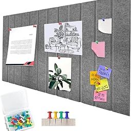 Felt Notice Board, 60 x 40 cm, Felt Notice Board, Self-Adhesive, Felt Wall, Foldable, Felt Panels 0.8 cm Thick, Decorative Photo Board with 30 Push Pins for Office, Home, Kitchen, Photos, Memos, Wall-image-30