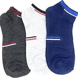 FILA Ankle Sports Socks, Pack of 3, Navy Blue Grey White, Striped Design, Size 40-46-image-2