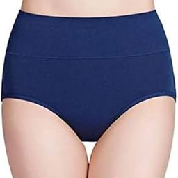 Women Cotton High Waist Full Coverage Tummy Tucker Control Panty Girls Brief Hipster Every Day use Panties for Women - Dark Blue-image-100