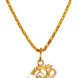 Religious Jewelry Om Shree Ganesh Gold Brass,Zinc Metal 01 Necklace Pendant for Men and Women-image-13