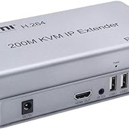 RUHZA 200 m HDMI KVM over Ethernet Extender Single Cat6/7 Cable Transmitter and Receiver with USB Ports for Keyboard/Mouse-8