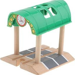 MERISHOPP Wooden Train Track Set Building Accessories Kids Toy Green Station-18