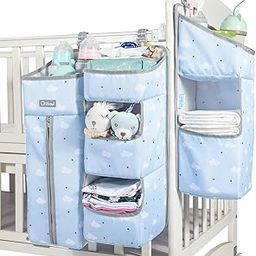 Orzbow 3-in-1 Nursery Organizer and Baby Diaper Caddy | Hanging Diaper Organization Storage for Baby Essentials | Hang on Crib, Changing Table or Wall (Blue)-picture-18