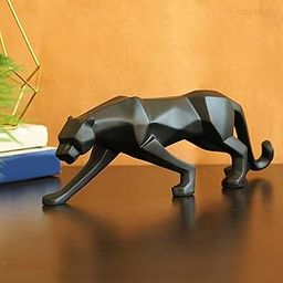 TIED RIBBONS Modern Geometrical Black Panther Jaguar Sculpture Action Showpiece Animal Figurines Decorative Item For Home Dcor Living Room Bedroom Table Top Decoration(10.1 Cm X 26.6 Cm),Resin-image-95