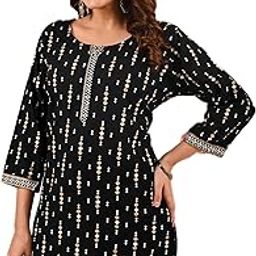 Women's Diamond Print Long Sleeve Top, Black with White and Gold Pattern, V-Neck Casual Tunic-image-36