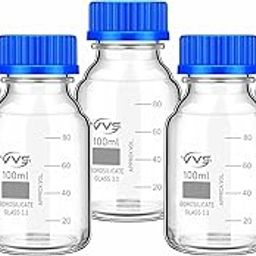 VVS Borosilicate Glass reagent bottle 100ml with leak proof Blue Screw Cap pack of 5 for glassware chemical bottles for lab, laboratory, kitchen and professional use-image-12