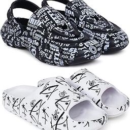 Combo Pack of 2 Slipper/Flip Flops/Slides/Clogs/Sandals with Adjustable Back Strap for Men (Cl-A-Style,YN-11)-7