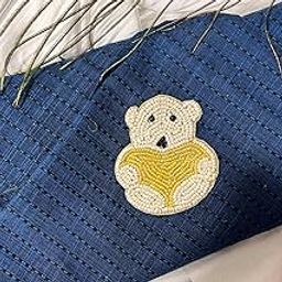 Mohan Shoppe Teddy Bear Patch Beads Work Kiddish Patch for Kids Shirts Jackets Jeans caps Apparel Fashion Shoes Package of 1 Piece (Yellow)-image-100