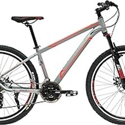 Cambio Melfi 26T MTB Aluminium Frame Set, Threadless Mech Lockout Suspension, Shimano Rapid Fire Shifters, Shimano 21s Gear Matt Dark Grey/Floro Red-picture-29